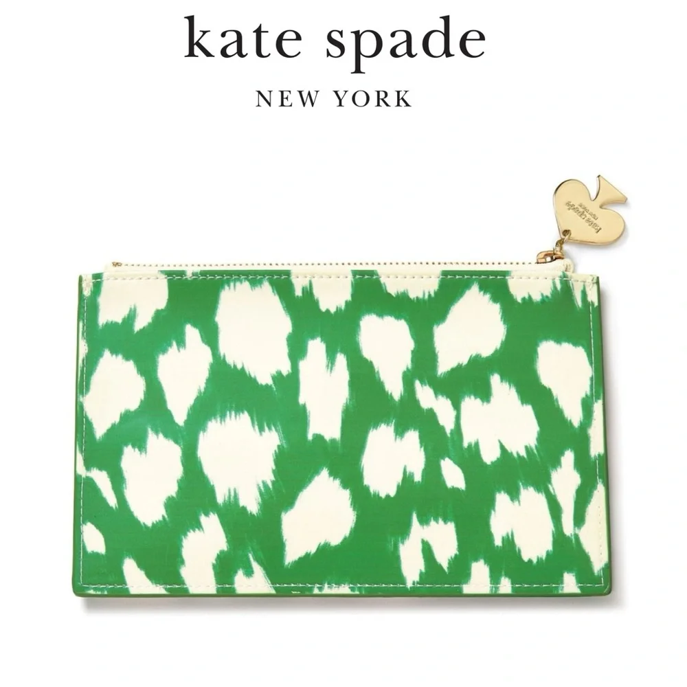Kate Spade Pencil Pouch in Painterly Cheetah Ikat Green